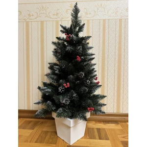Изображение товара -  Елка в горшке 0.9 м с шишками Кармен Белый